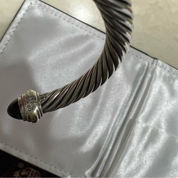 David Yurman 7mm onyx sterling cable cuff bracelet - Picture 3 of 8